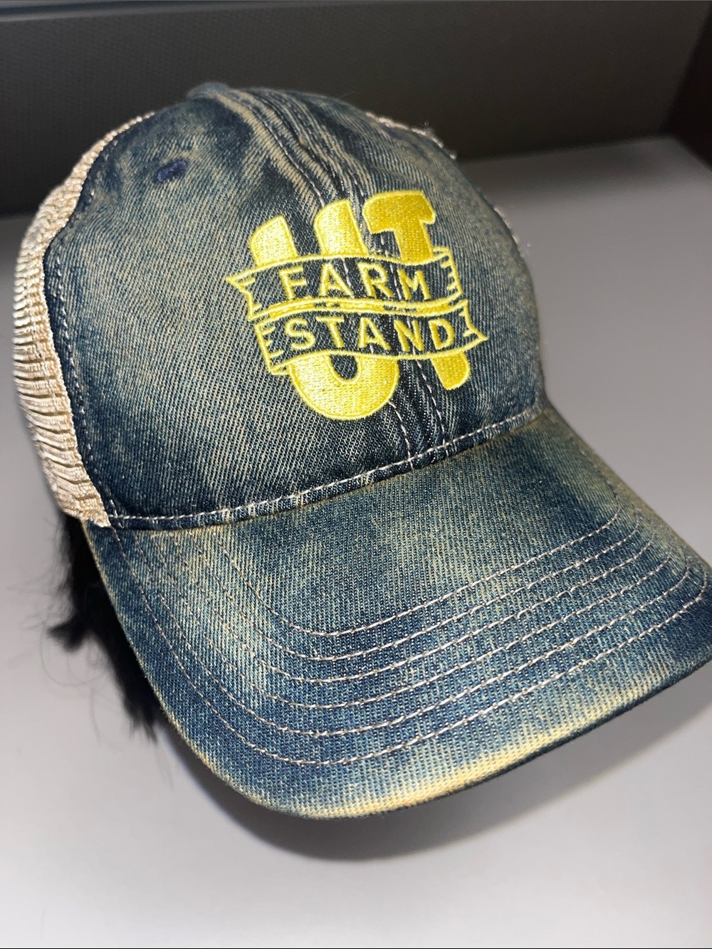 Legacy Denim Trucker Hat with Yellow Farm Stand Patch